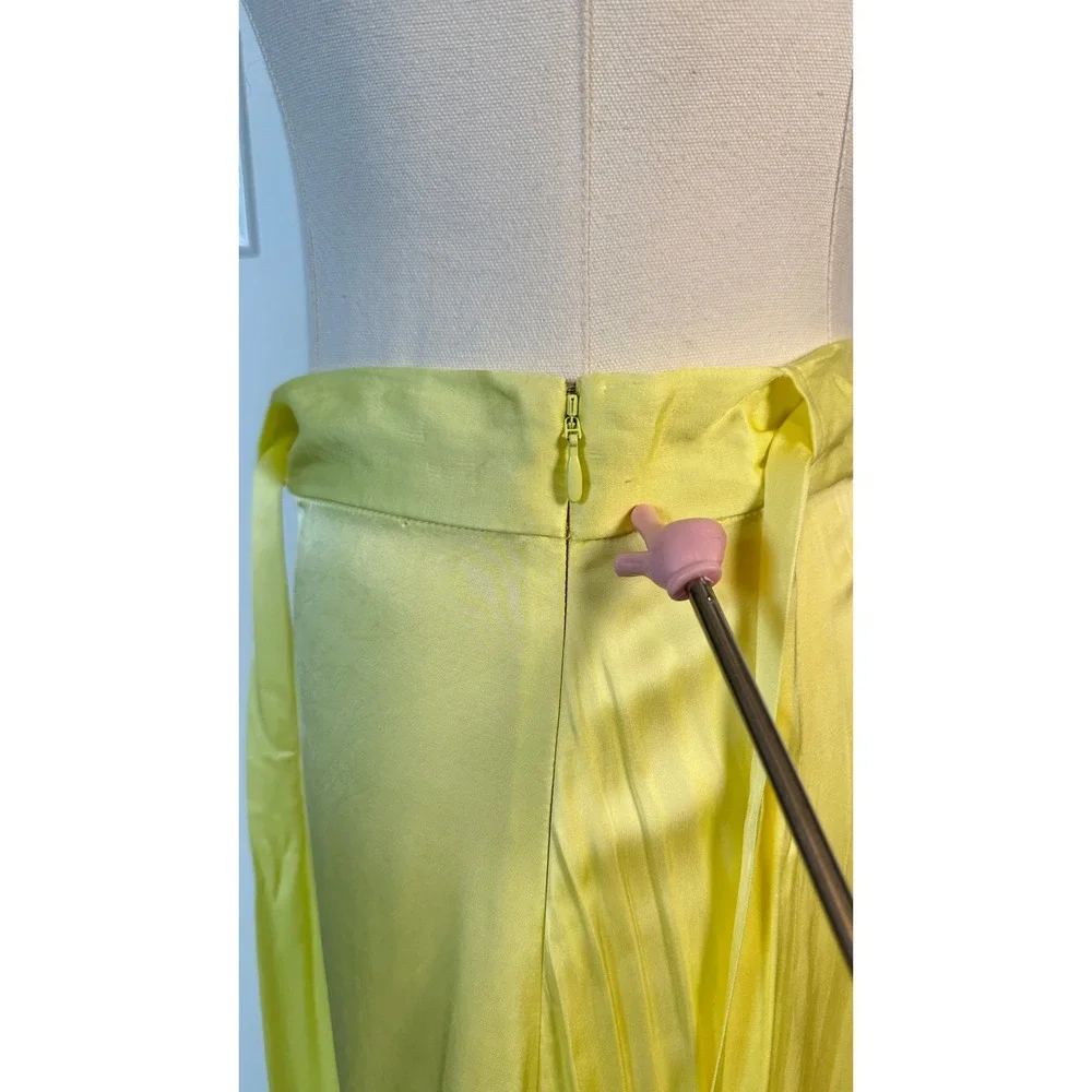 & Other Stories Butter Yellow Satin Wrap Maxi Skirt Asymmetric US 4